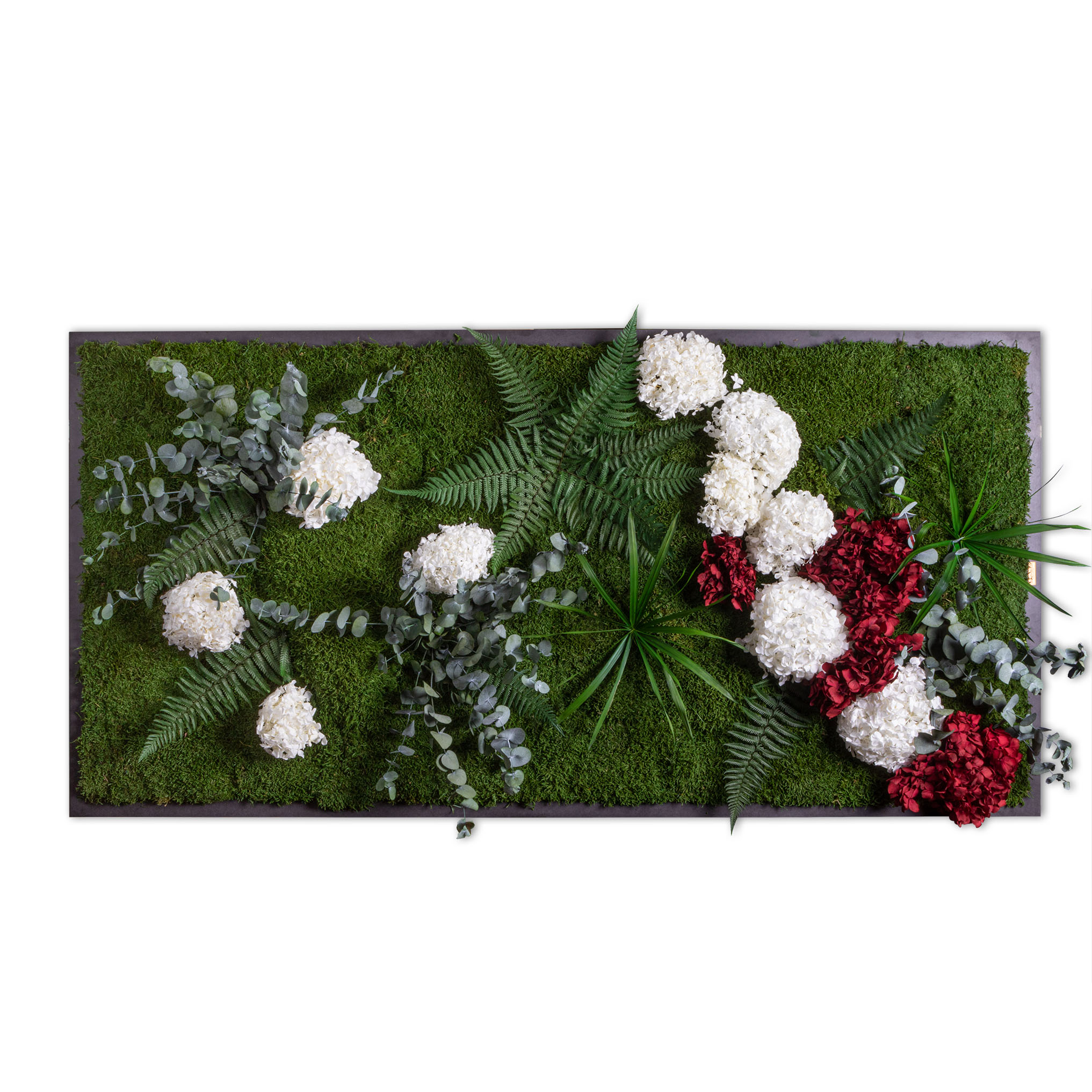 Moosbild Waldmoos mit Pflanzen & Hortensien